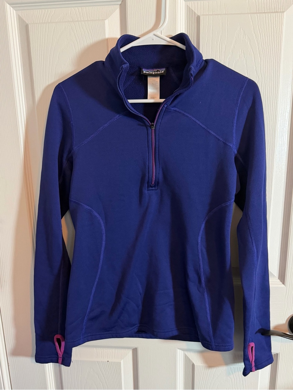 Patagonia Deep Purple Navy Half-Zip Pullover with Pink Trim XS